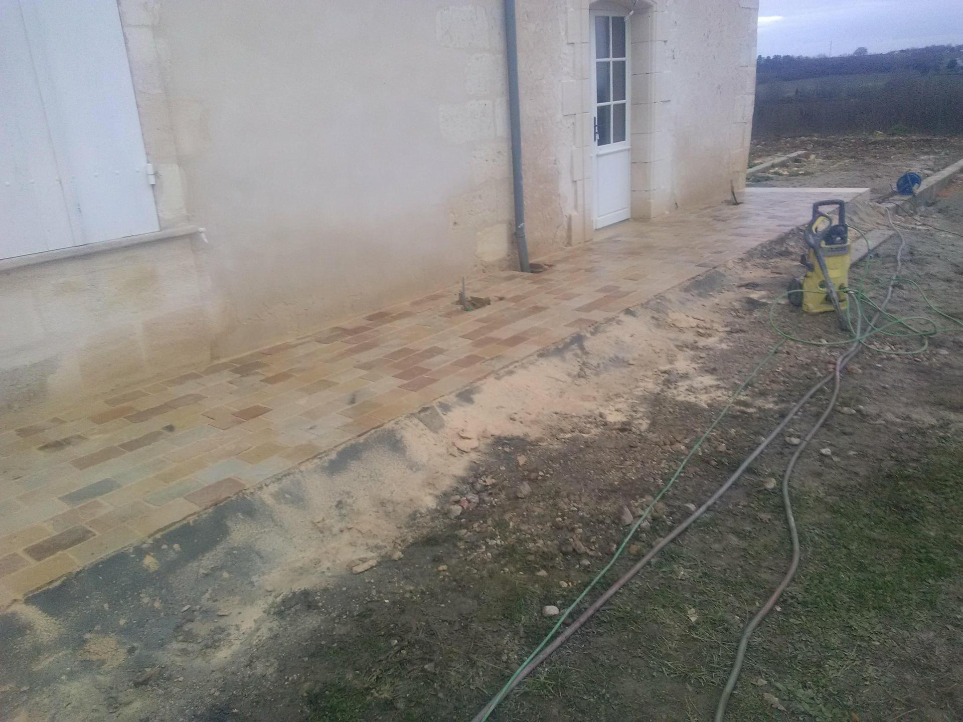 Pavage grès trottoir